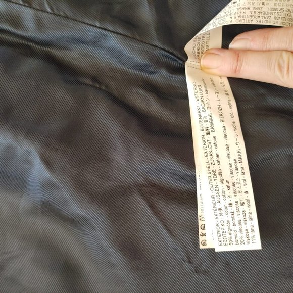 NWT ZARA COTTON WOOL KHAKI OLIVE GREEN DOUBLE BREASTED MILITARY COAT JACKET. M - Picture 13 of 14